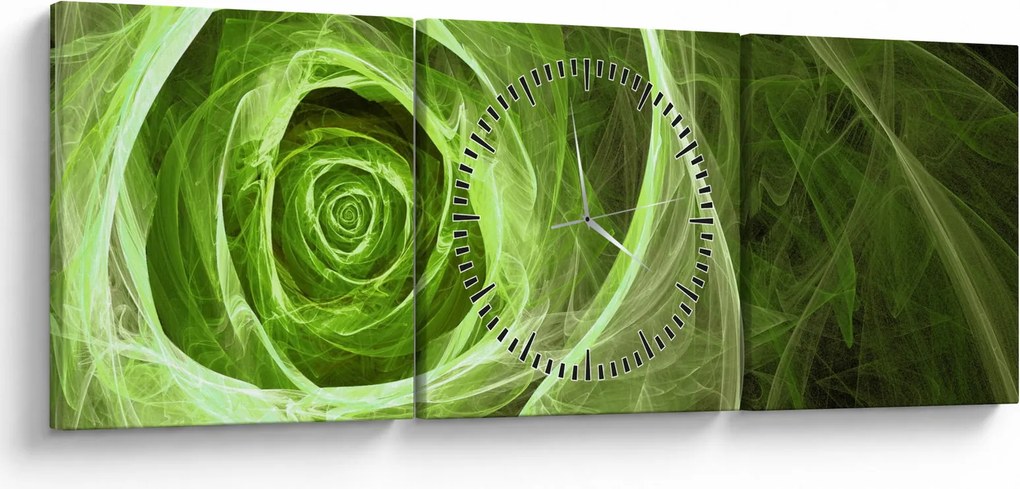 Tablou - Abstract Rose Green (cu ceas) (90x30 cm)