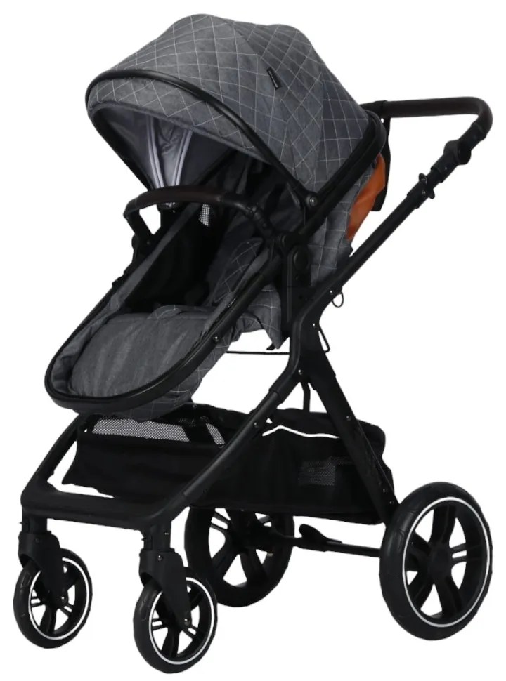 Carucior nou nascuti 2 in 1 NOVOKIDS™ X1000 series, Cu geanta bebe, Cadru Aluminiu, Amortizoare, Roti din cauciuc plin AVE, Landou, Spatar reglabil 3