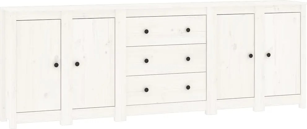 vidaXL Servantă, alb, 230x35x80 cm, lemn masiv de pin