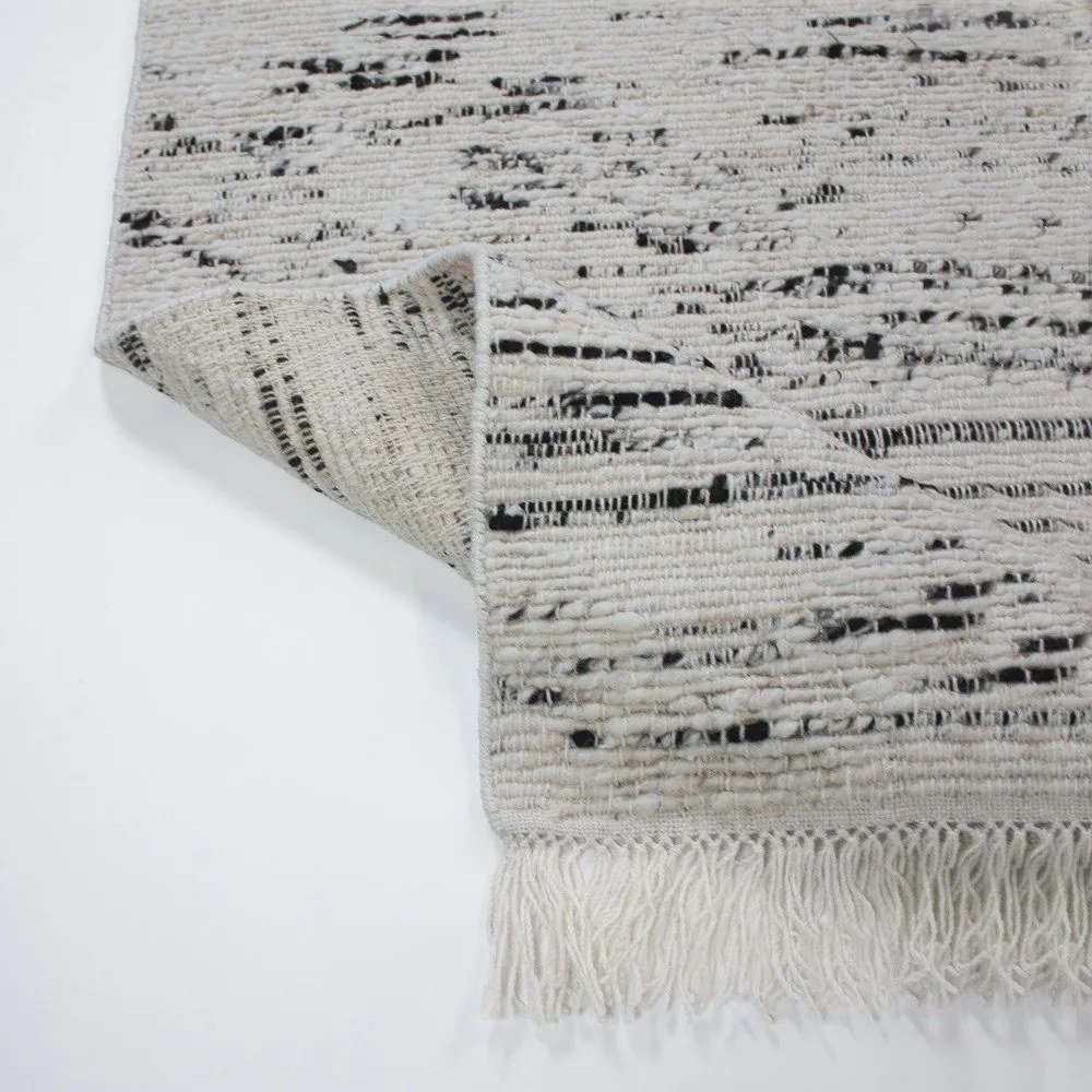 Covor gri/fildeș țesut manual din lână 140x200 cm Ellsa – Flair Rugs