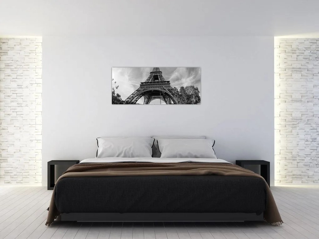 Tablou - Turnul Eiffel, alb-negru (120x50 cm)