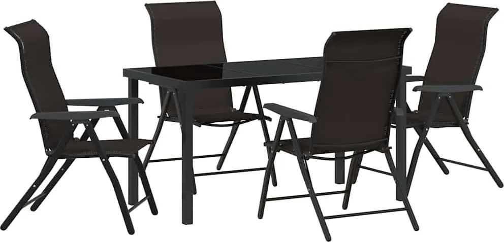 vidaXL Set de masă pentru grădină 5 pcs Cafea neagră