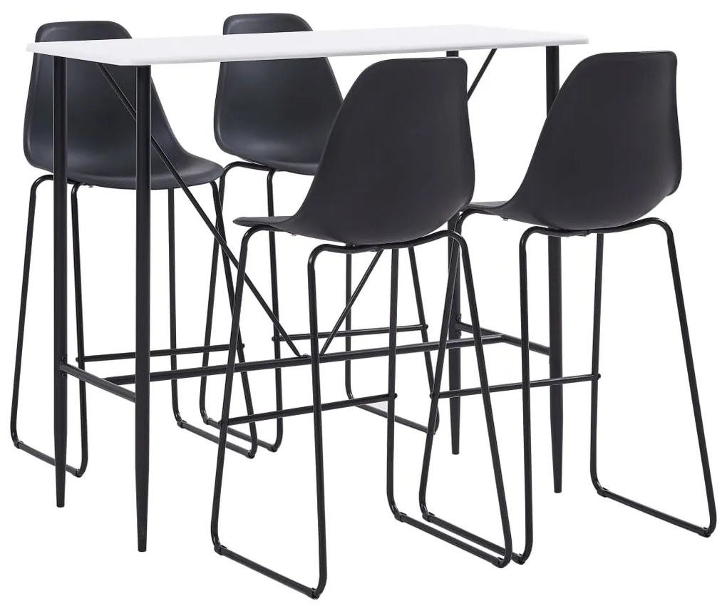 vidaXL Set de bar, 5 piese, negru, plastic