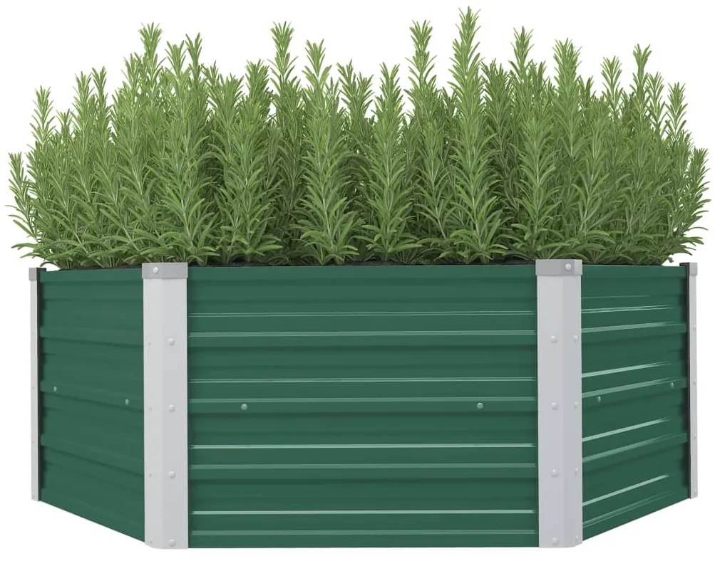 vidaXL Strat înălțat de grădină, verde, 129x129x46 cm, oțel galvanizat