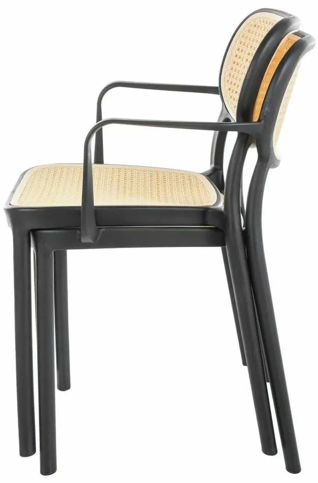 Scaun de bucătărie Tinsley, ratan / negru