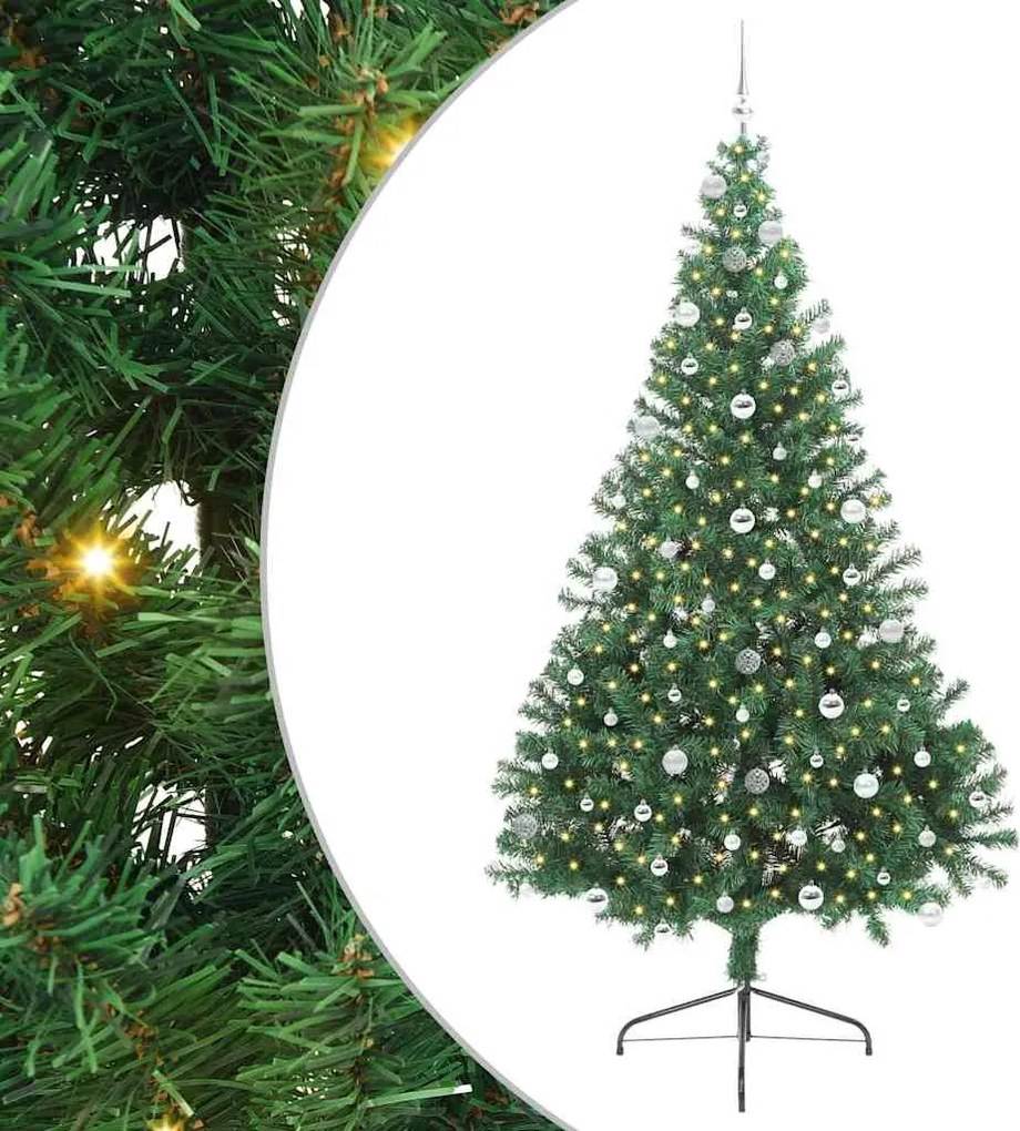 vidaXL Pom de Crăciun artificial pre-iluminat Verde 240 cm PVC