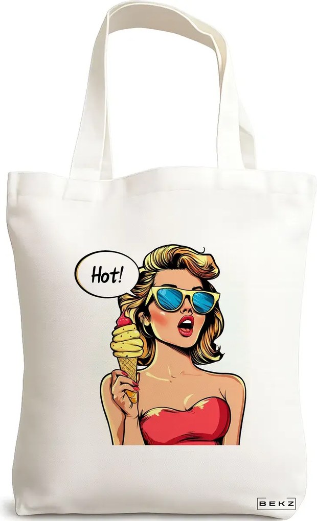 Sacosa de Panza pentru Cumparaturi, Geanta Tote, model Sip and Style 6 38 x 34.5 cm, Alba, BEKZ®