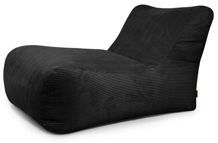 Fotoliu bean bag negru cu tapițerie din catifea reiată Lounge 100 – SLOWDOWN