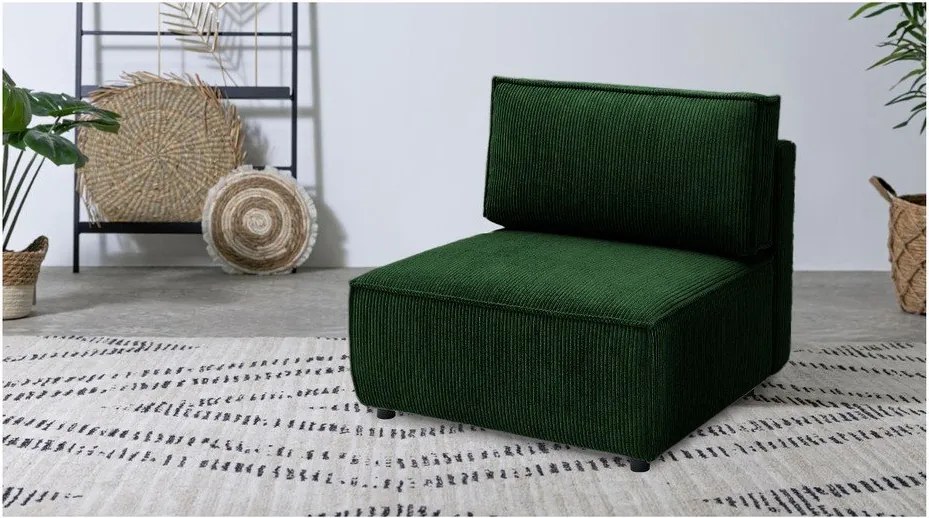 Modul pentru canapea verde cu tapițerie din catifea reiată (de mijloc) Nihad modular – Bobochic Paris