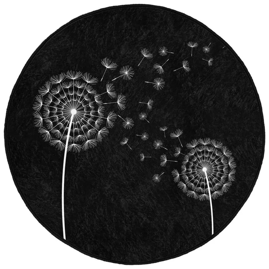 Covor rotund negru lavabil adecvat și pentru aspiratoare robot ø 100 cm Comfort – Mila Home