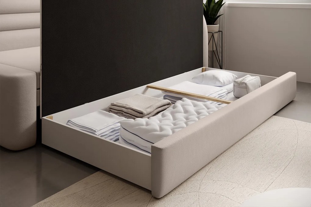 Canapea extensibila brat dreapta 3 locuri, ELTAP, Fabillo, 223x86x80 cm, lemn/poliester, bej