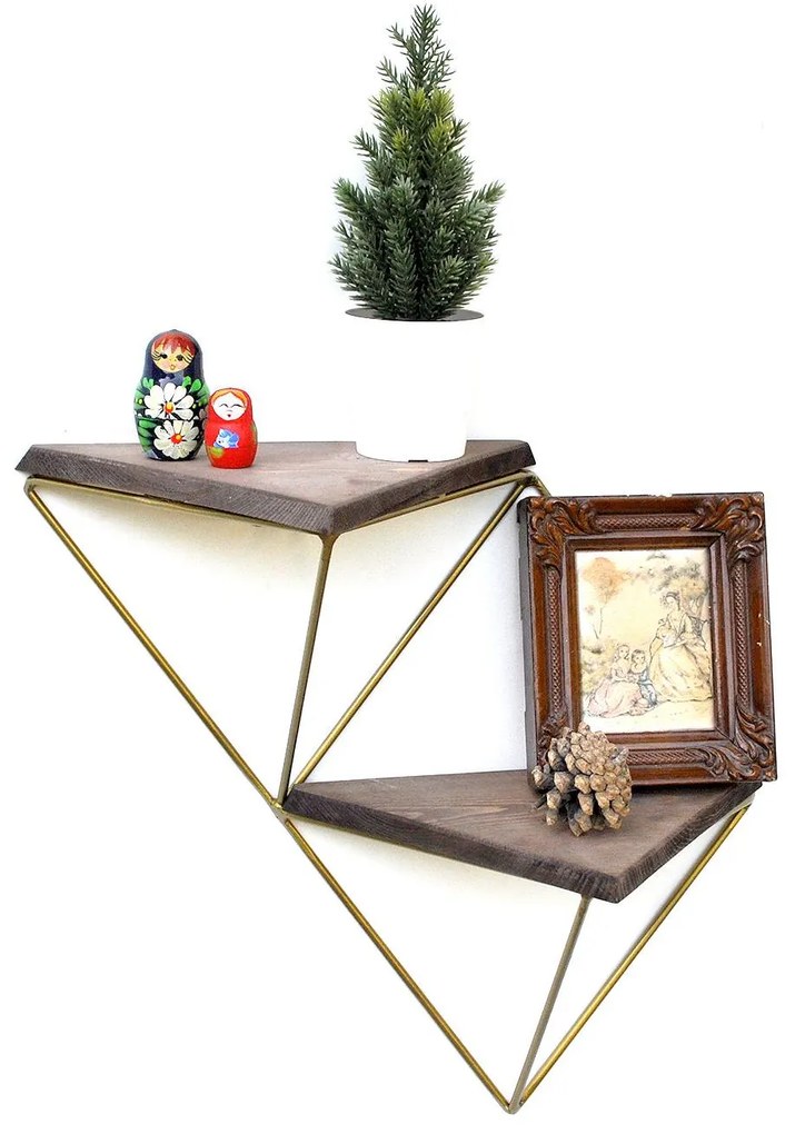 Raft decorativ de perete Duvelo 2 (Nuc + auriu) . 1093666