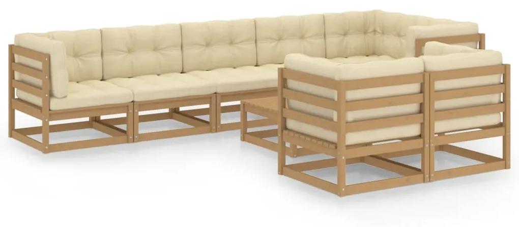 3076712 vidaXL Set mobilier de grădină cu perne, 9 piese, lemn masiv pin