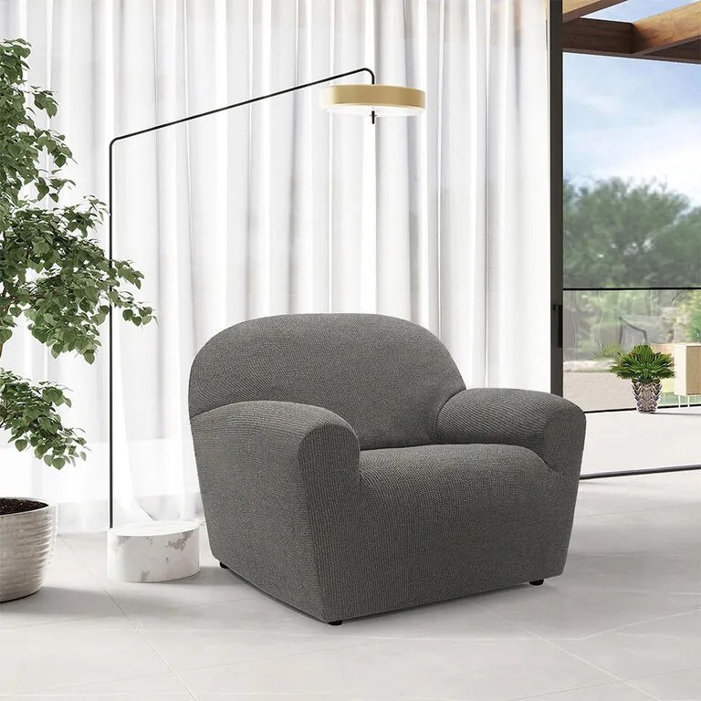 Huse super elastice HARMONIA gri fotoliu (l. 70 - 110 cm)