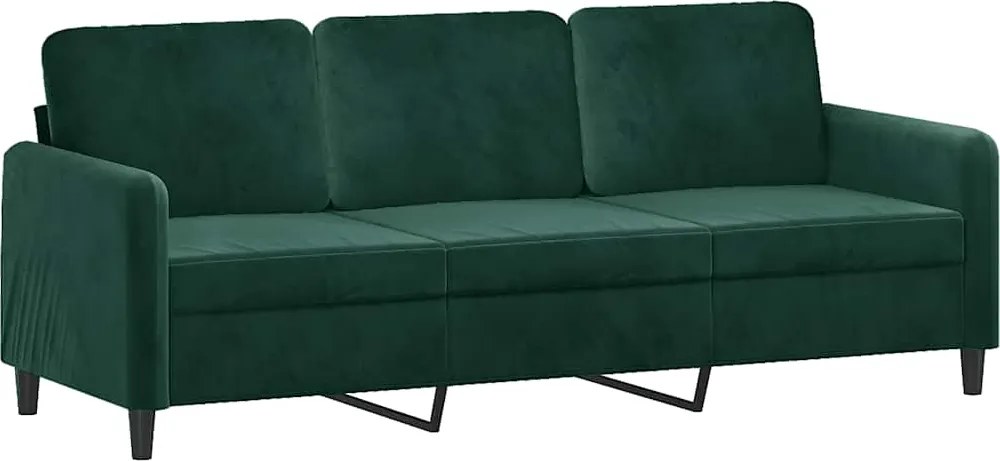 vidaXL Canapea cu 3 locuri, verde închis, 180 cm, catifea