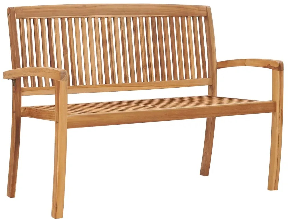 3063288 vidaXL Bancă de grădină stivuibilă cu pernă, 128,5 cm, lemn masiv tec