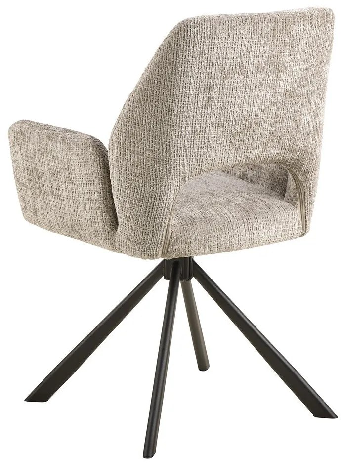 Scaun de sufragerie gri deschis cu cotiere tapițat Graham – Actona