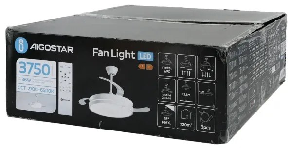 Ventilator LED dimabil de tavan Aigostar LED/36W/230V 2700-6500K alb + telecomandă