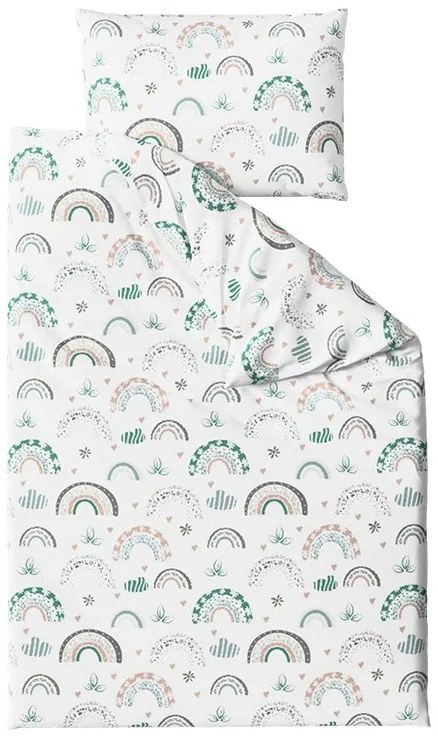 Lenjerie de pat din crep pentru patut Renforce RAINUBI alb. Dimensiune lenjerie de pat: 45 x 65 cm | 90 x 140 cm