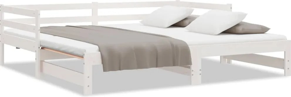 vidaXL Pat extensibil de zi fără saltea, alb, 80x200 cm