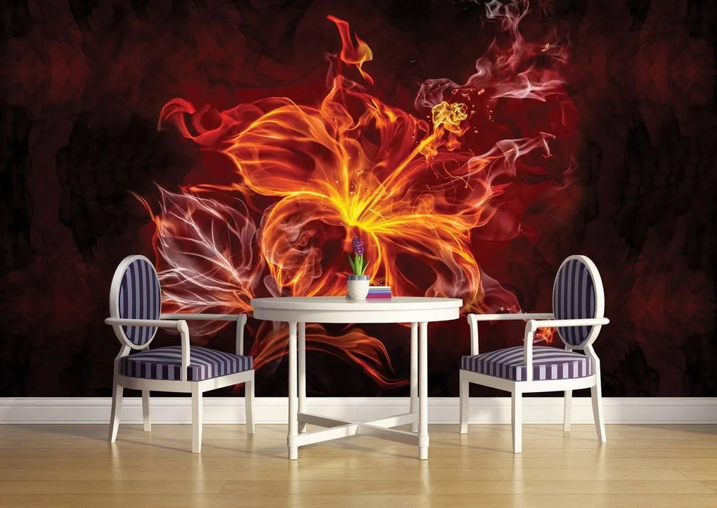 Fototapet - Floare- foc și fum (152,5x104 cm)