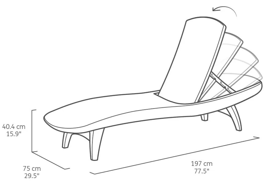 Șezlong de grădină maro închis din plastic Pacific – Keter