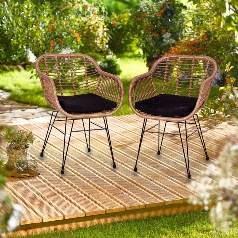 STILISTA Set de 2 fotolii pentru gradina - maro deschis