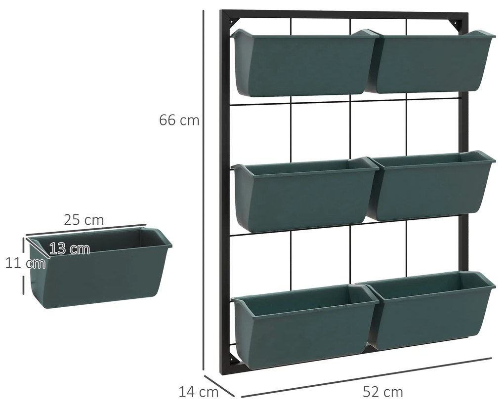 Outsunny Jardiniera de perete pe 3 nivele cu 6 ghivece pentru interior si exterior, Jardiniera cu montare pe perete