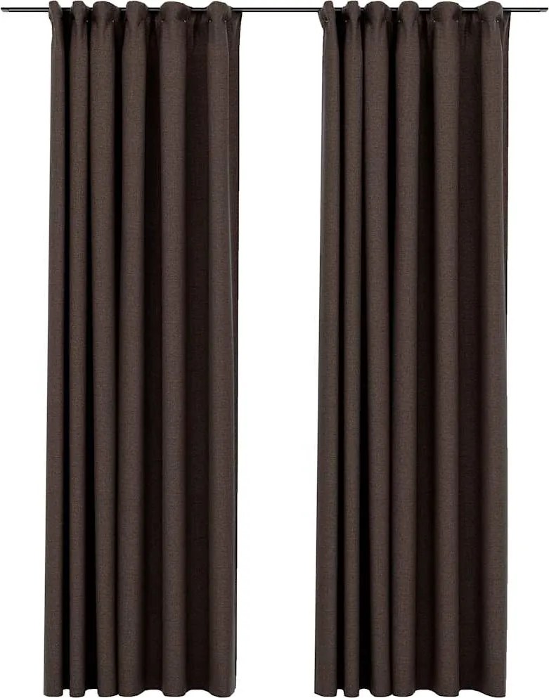vidaXL Draperii opace aspect pânză cârlige 2 buc. gri taupe 140x245 cm