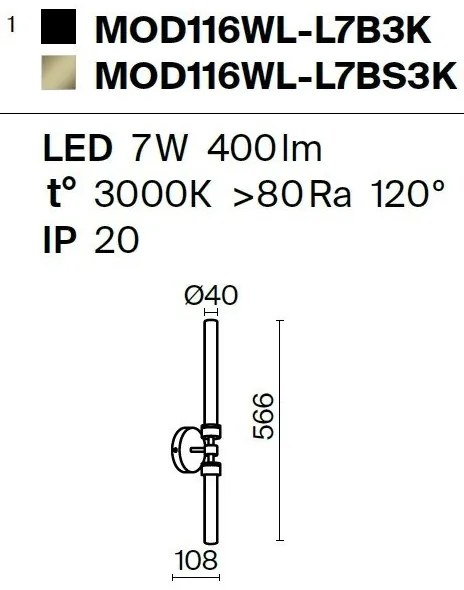 Aplica LED de perete design modern Stelo alama, transparent