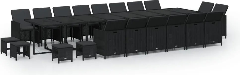 vidaXL Set mobilier de grădină cu perne, 21 piese, negru, poliratan