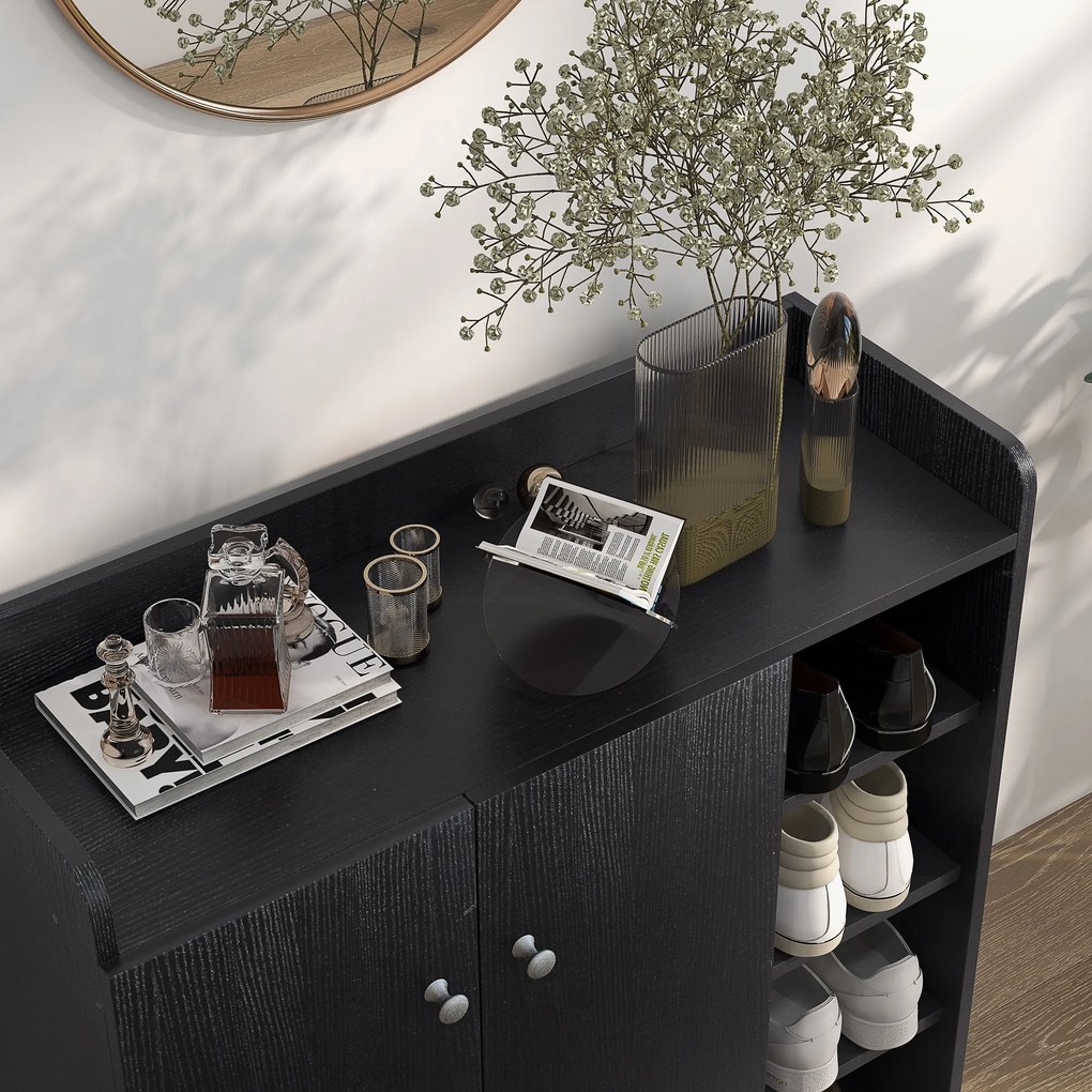 HOMCOM Dulap pentru Pantofi, Organizator Încălțăminte cu Design Compact, 83x30x90 cm, Negru | Aosom Romania