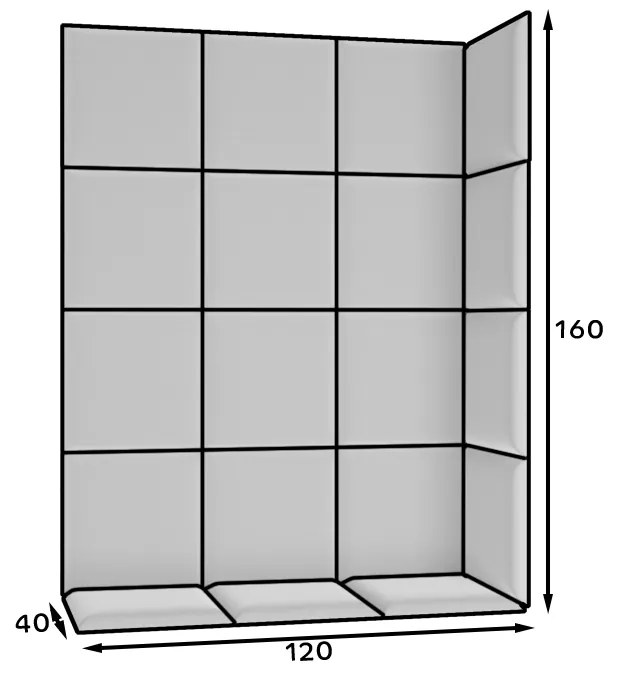Set 19 panouri tapițate Quadra 120x160 cm (Gri). 1051983
