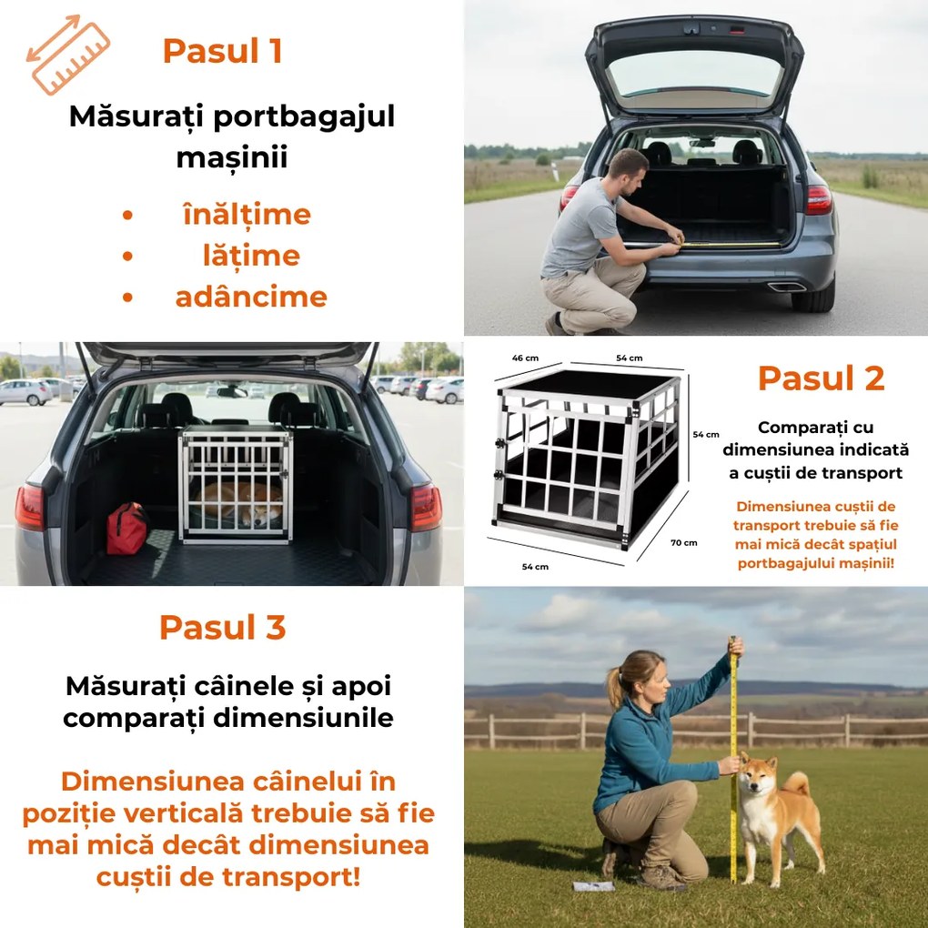 Cușcă de transport pentru câini BRUNO, 70x54x51cm, argintiu/negru Cadoca