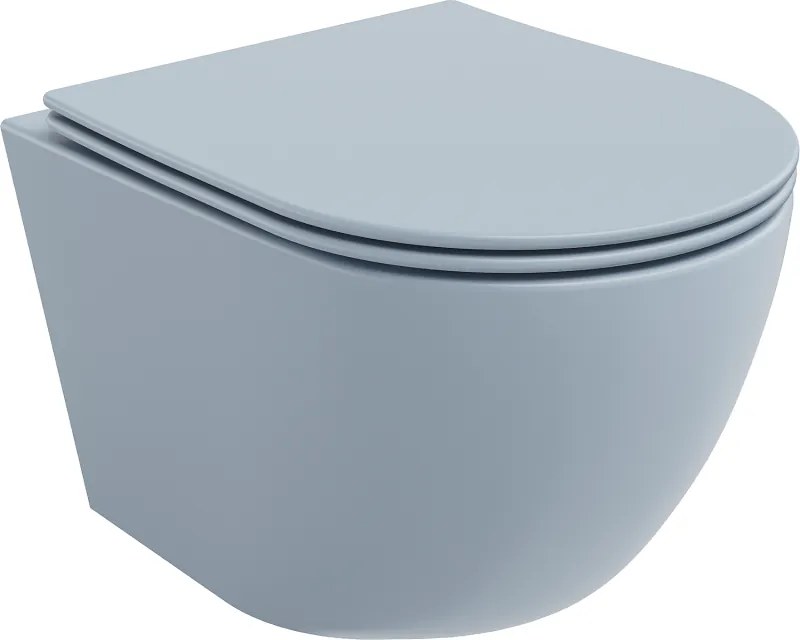 Mexen Lena toaletă WC fără margini cu capac cu închidere lentă slim, duroplast, gri-albastru mat - 30224069
