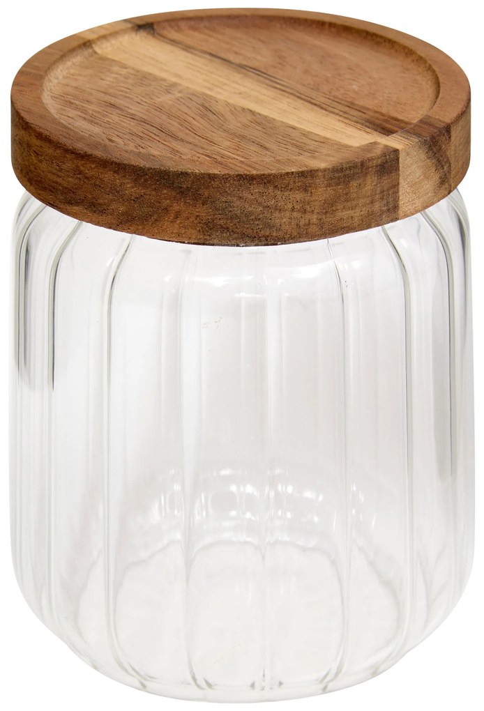Recipient din sticlă pentru alimente HARMONY cu capac din lemn, 500