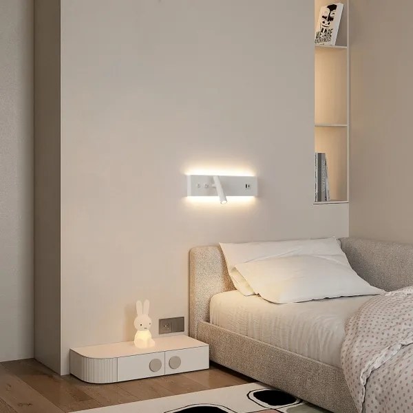 Brilagi-LED Aplica de perete cu spot și port USB NOCTIS, LED/3W/230V+LED/9W, albă