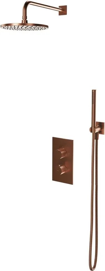 Sistem de dus incastrat Omnires Contour cu baterie termostatata finisaj cupru periat