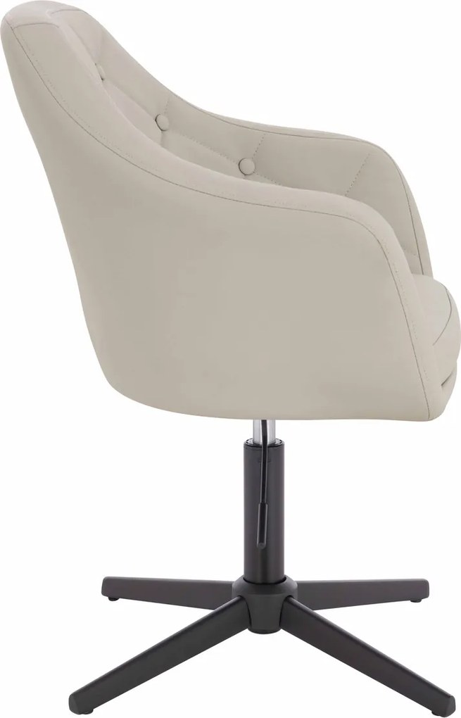 HR831CROSS Scaun Ecru Piele Ecologica Premium Soft cu Bază Neagră