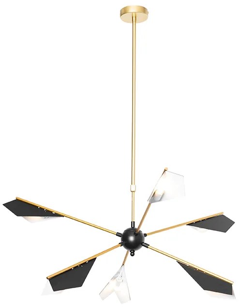 Lampa suspendată de design neagră și aurie cu 6 lumini - Sinem
