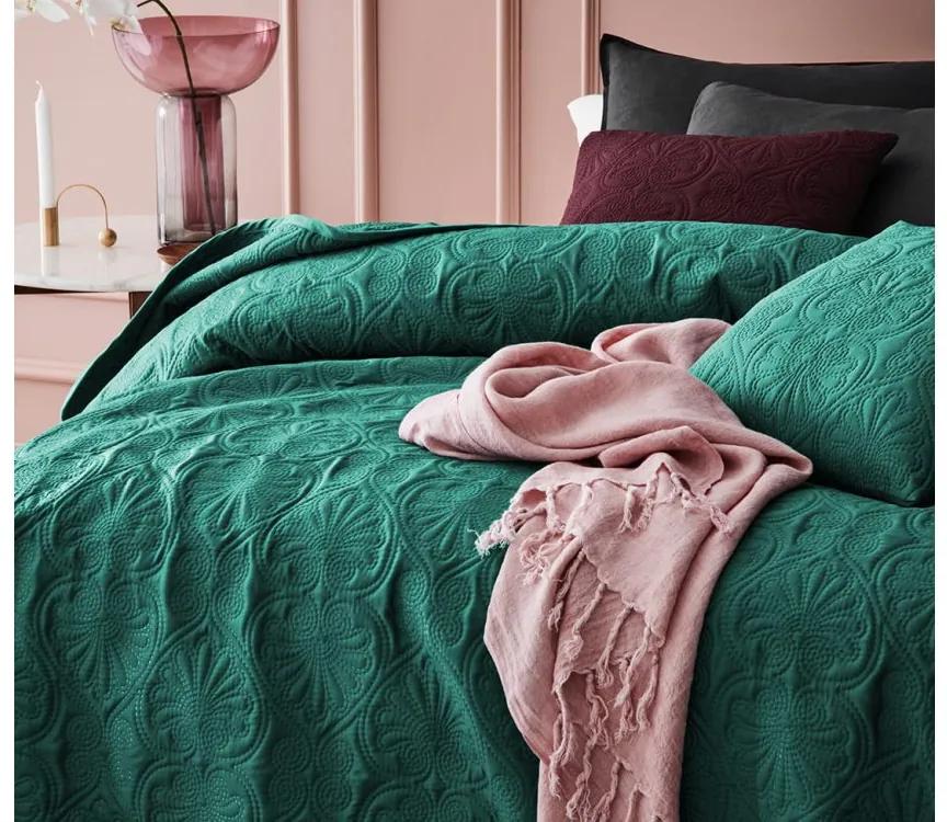 Cuvertură de pat frumoasă matlasată verde închis 220 x 240 cm 220x240