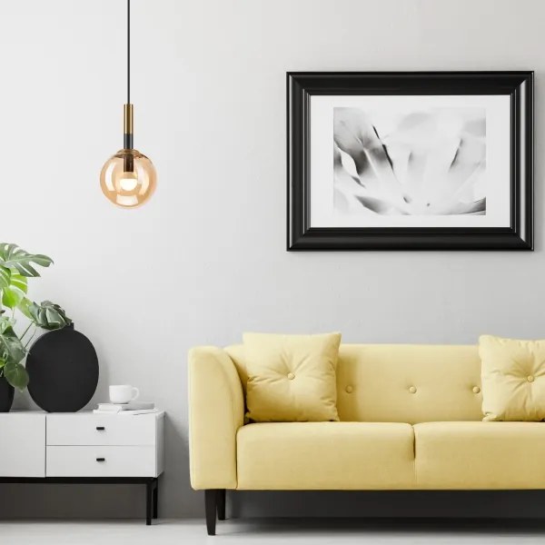 Lustră pe cablu ROLLO 1xE14/5W/230V auriu/bej fumuriu