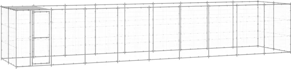 vidaXL Padoc câini de exterior cu acoperiș, 21,78 m², oțel galvanizat