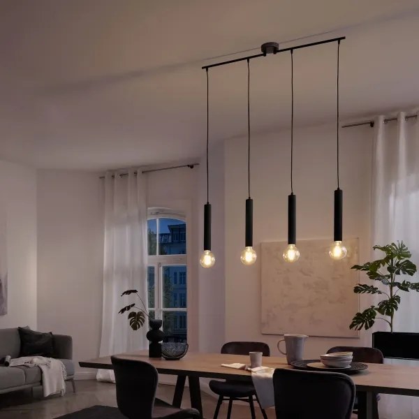 Lustră pe cablu LONGA 4xE27/60W/230V negru Briloner