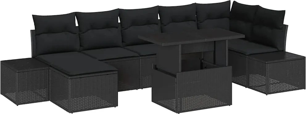 vidaXL Set de canapele pentru grădină 8 pcs Negru Rattan poli