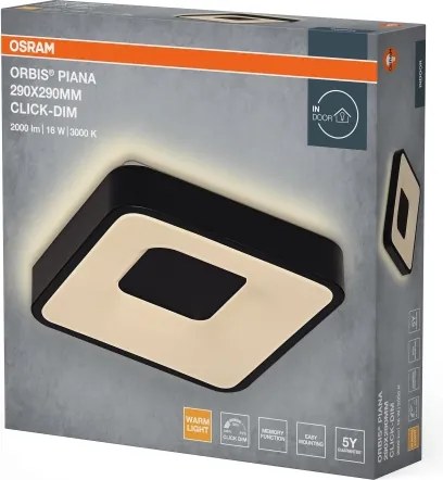 Osram - Plafonieră LED dimabilă ORBIS PIANA LED/16W/230V 29x29 cm neagră