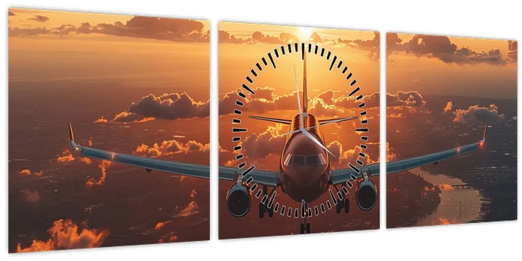 Tablou - Avion de transport (cu ceas) (90x30 cm)