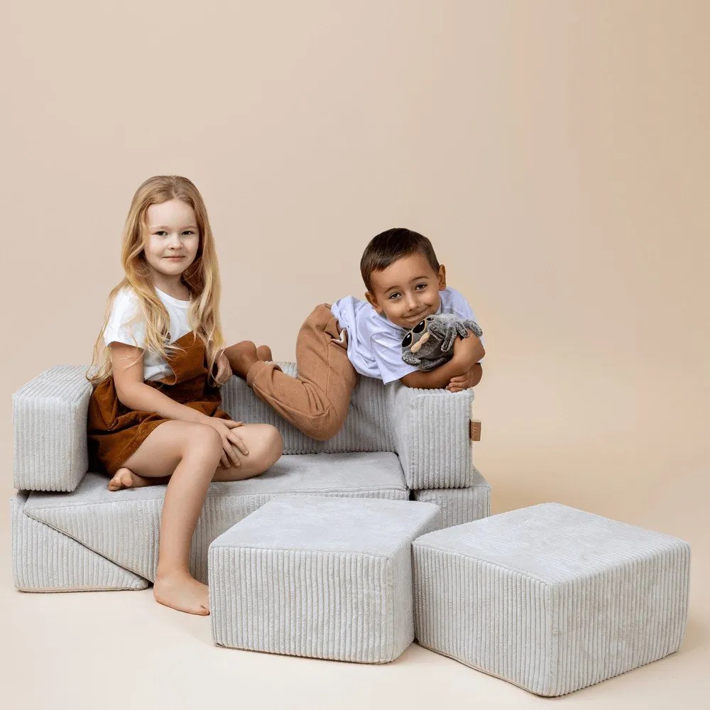 Teren de joacă din spumă roz 6 buc. din catifea reiată înălțime 40 cm 100x35 cm Montessori – Meowbaby