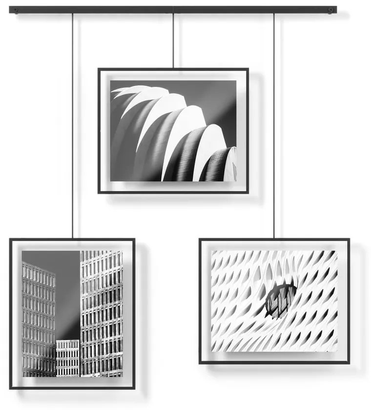 Rame negre de agățat 3 buc. din metal 73x82 cm Exhibit – Umbra