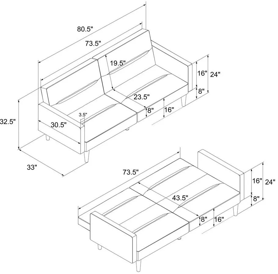 Canapea extensibilă Mainstays, albastru închis